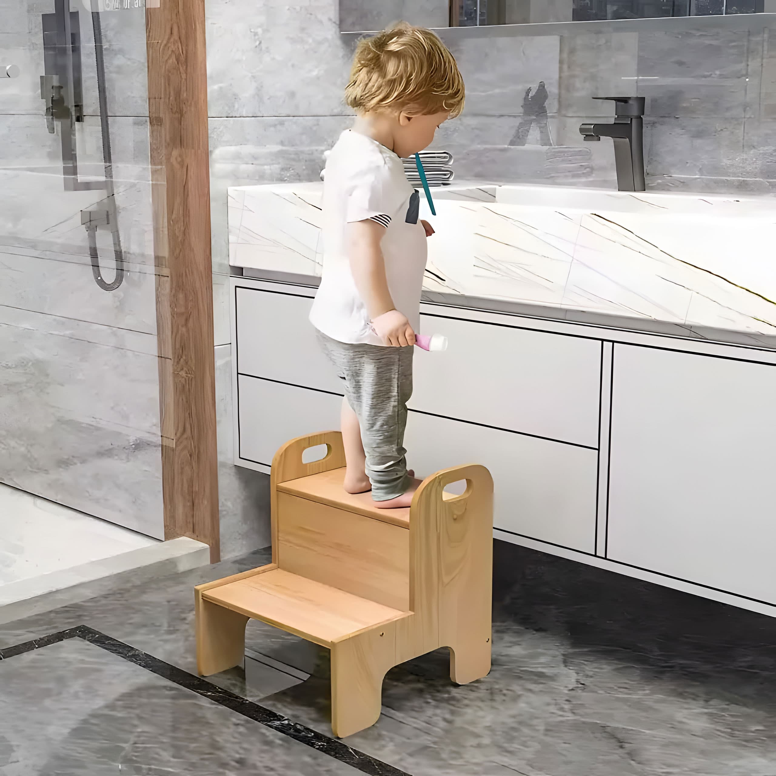 Drewniany Stopień dla Dzieci z Uchwytami ECOTOYS